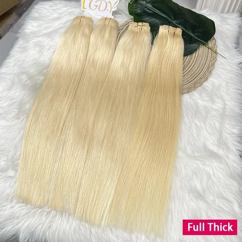 Straight #613 Blonde Color Invisible Clip in Hair Extensions PU Seamless Double Weft Clip Ins 100% Raw Virgin Human Hair 100g — image 3