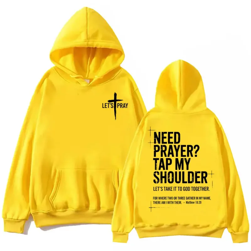 Need Prayer Tap My Shoulder Bible Verse Print Hoodie Fashion Vintage Hooded Sweatshirts Men Women Casual Loose Fleece Pullovers — image 8