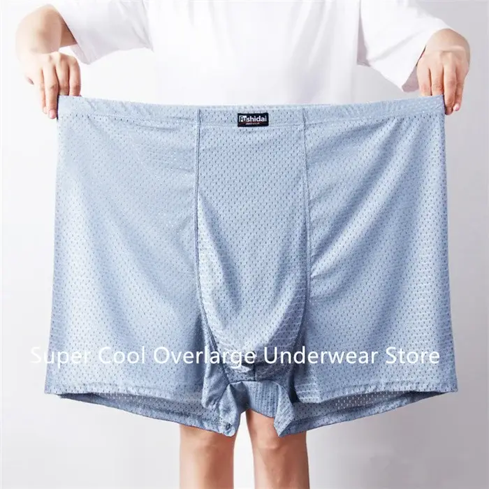 Summer Mesh Boxers For Men 200KG Plus Size 13XL 12XL Underpants Male Panties High Waist 10XL Underwear Oversized Ice Silk Shorts — image 6