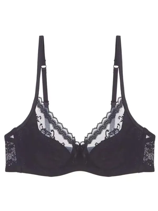 French Style Lace Underwire Bra | Half Cup Push Up Bra Large Bust Summer Lightweight Slimming Anti Sag Lingerie Set BANERDANNI — image 9