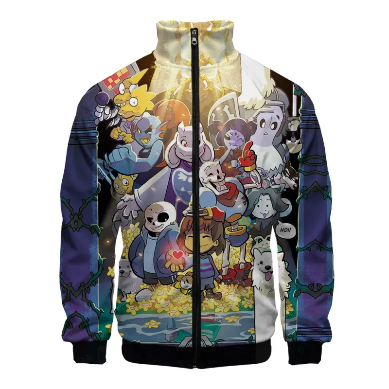 Luxury Popular Sans Undertale 3D Print Zipper Raglan Jacket Windbreaker Boys/Girls Comfortable Stand Collar Jackets Coats — image 4