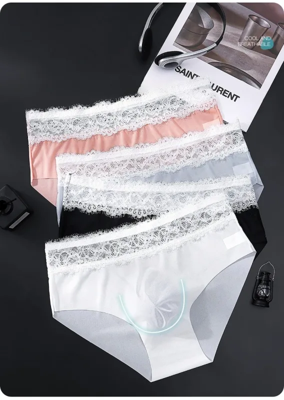 Lace Edge Ice Silk Men's Triangle Pantalon Walang Traceless Breathable Manipis na Kasuotang Panlalaki Mababang Baywang Malambot Walang Seamless Comfort Panlalaki Briefs — image 8