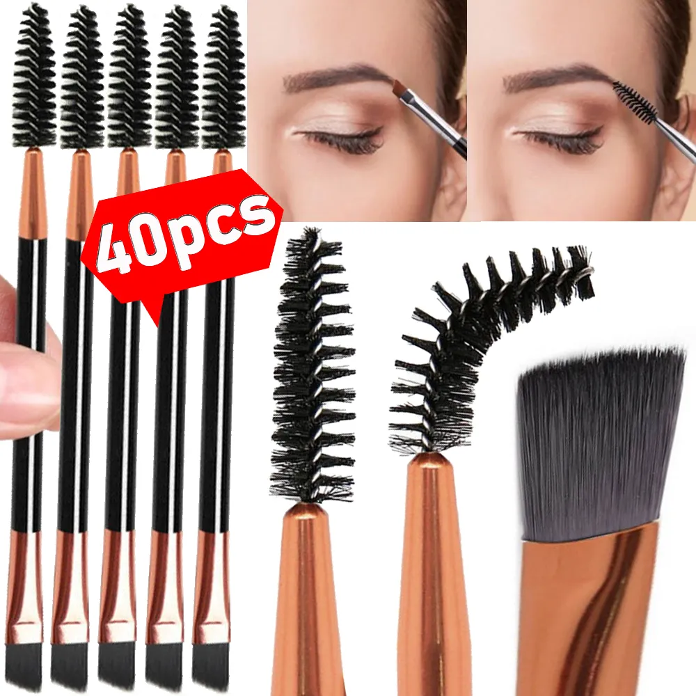 Double-headed Angled Eyebrow Brush Eyelash Comb Professional Makeup Brushes for Brow Eyelash Extension High Quality Eye Brushes — image 1