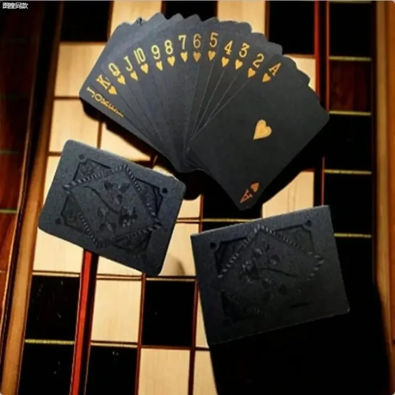 1 Pcs Color Black Gold Playing Card Game Card Group Waterproof Poker Suit Magic Dmagic Package Board Game Gift Collection — image 1