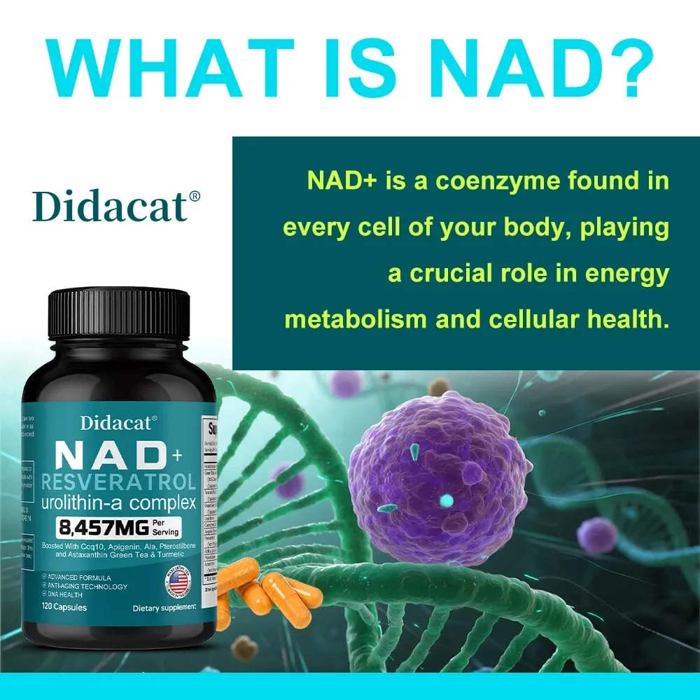 NAD+ Resveratrol - Supports Cell Health Brightens Skin Improves Energy and Vitality Antioxidant and Promote Metabolism — image 2