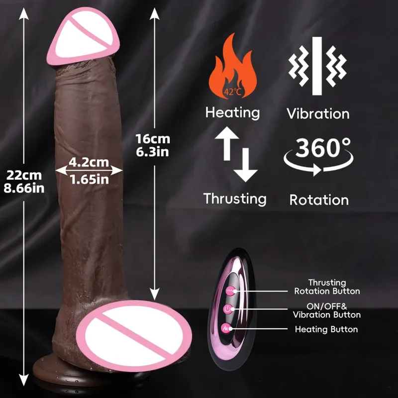 Realistic Dildo Vibrator Telescopic Sex Toys Vibrating Heated Silicone Penis Female Vaginal Masturbator Anal Plug Adult Supplies