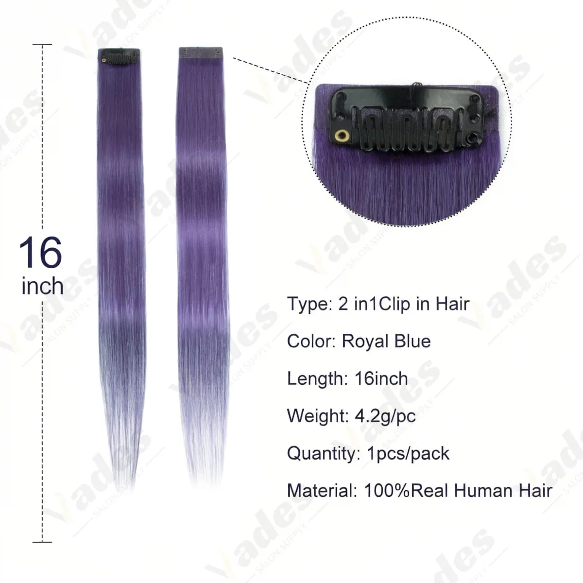 6PCS Colored Purple Hair Extensions Clip in Hair Extensions Straight Human Hairpiece for Halloween Christmas Cosplay 16Inches — image 3