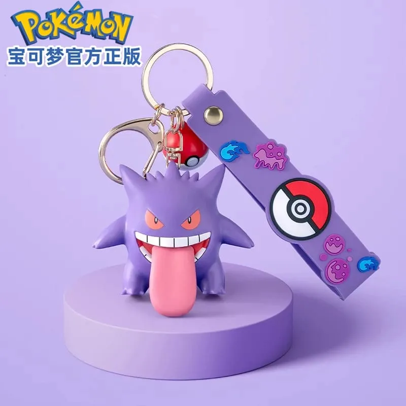 Genuine Pokemon Pikachu Keychain Gengar Morpeko Cubone Snorlax Mimikyu Anime Action Figure Toy Keyring Fragrance Pendant Gift — image 2