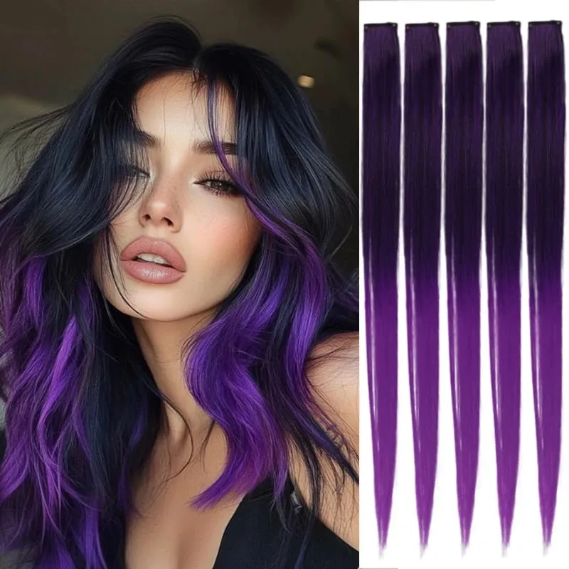 Halloween hair accessory with 5 red and blue hair clips colorful synthetic hair extensions suitable for girl role-playing — image 11