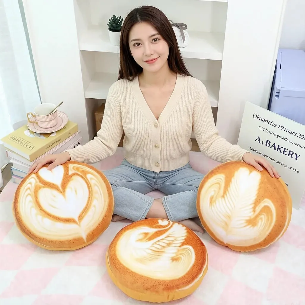 36x36cm Latte Coffee Round Plush Pillow Stuffed Soft Drink Food Images Seat Cushion for Sofa Chair Indoor Decor Gift
