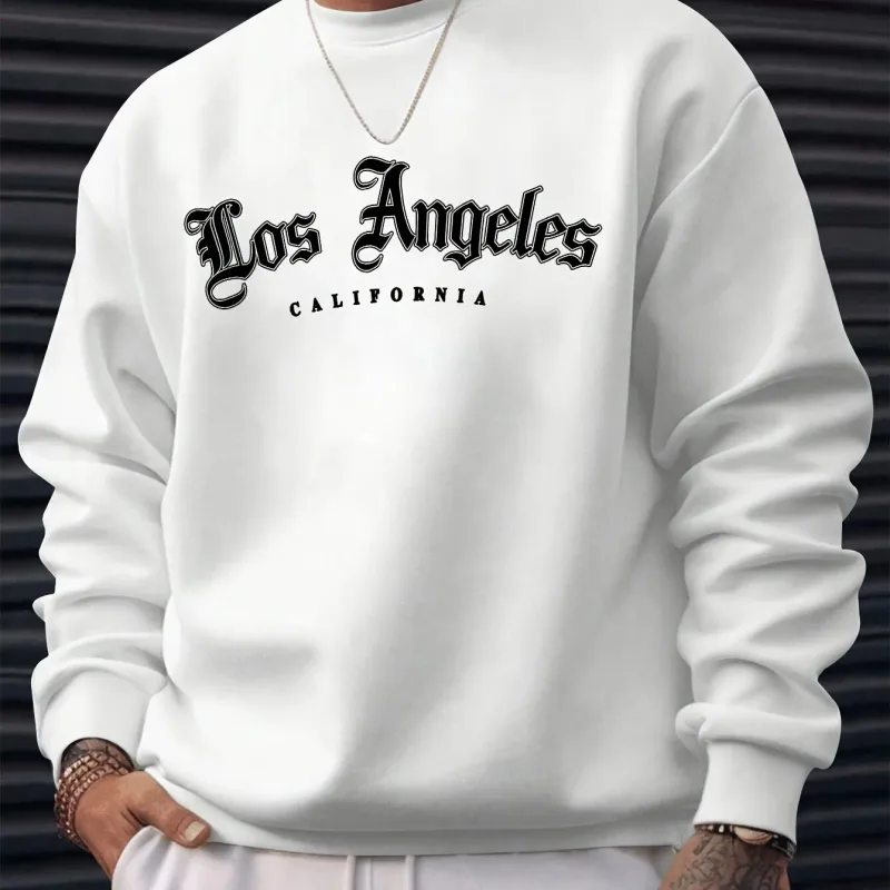 Men's autumn and winter warm casual loose classic loss angels print long sleeved round neck sweatshirt versatile — image 9