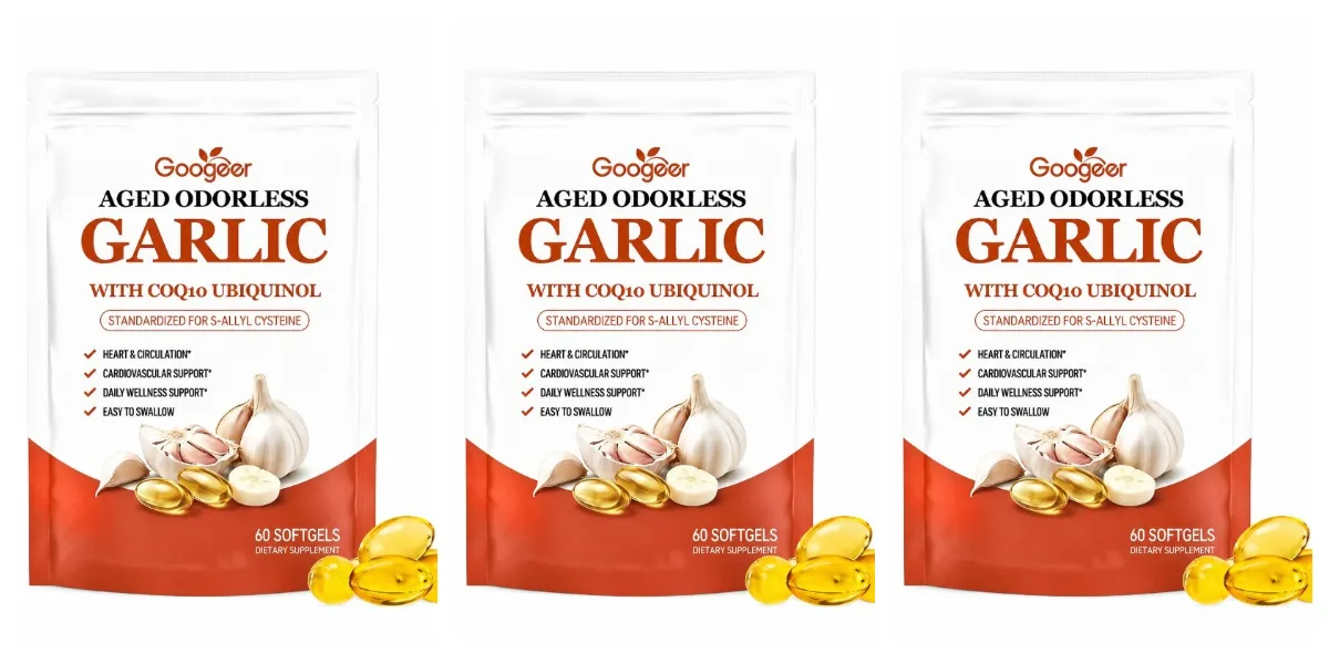 Mga Lumang Walang Amoy na Bawang Softgel na may CoQ10 Ubiquinol at K2 Blood Pressure Suporta sa Puso at Sirkulasyon ng Cholesterol 60 Softgels — image 10