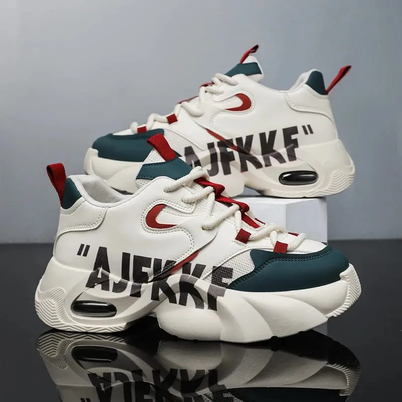 Two Tone Men Casual Sneakers Thick Sole Height Increase Air Cushion Breathable Fashion Daily Sports Shoes — image 2