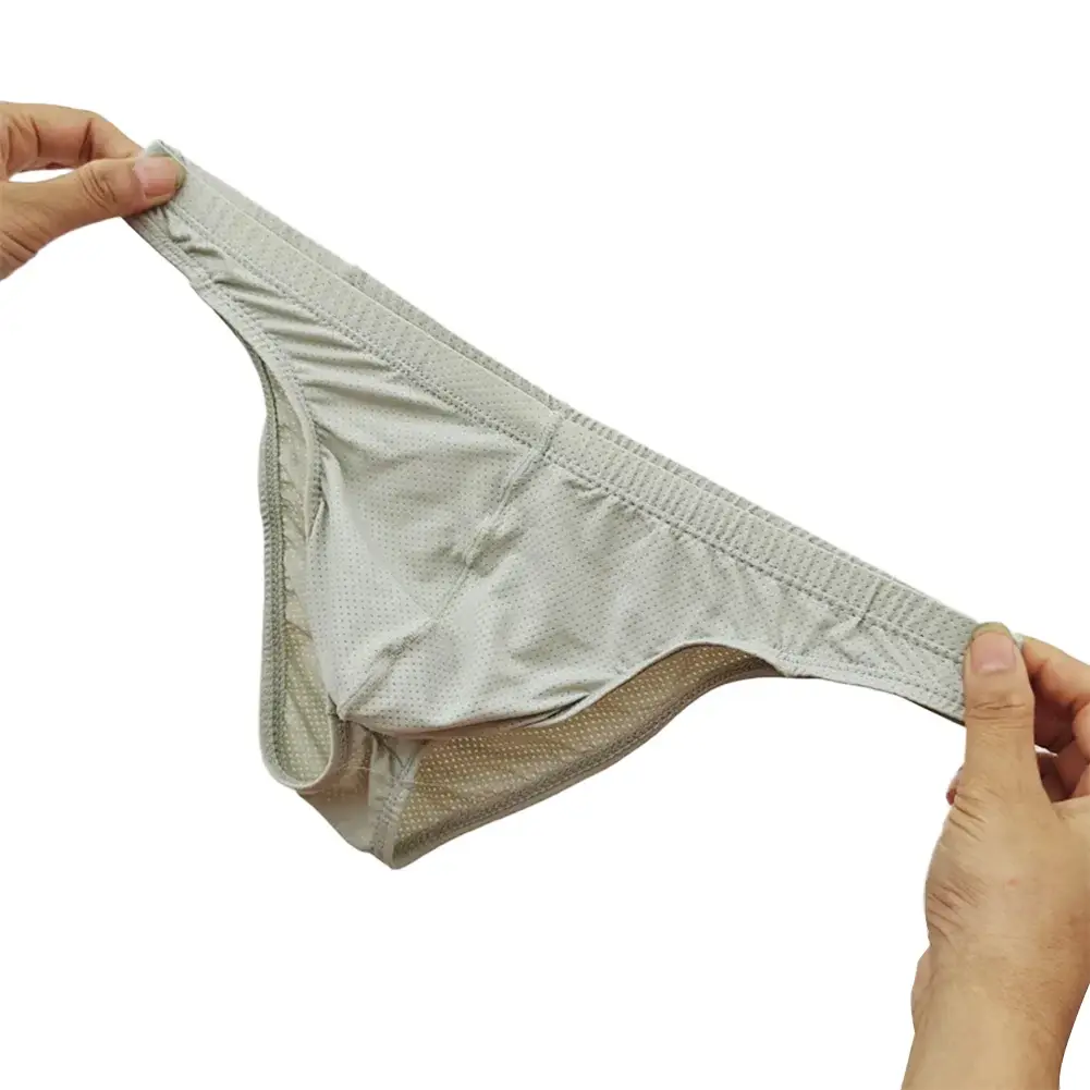 Sexy Skin Color Men Low Waist Mesh Breathable Jockstrap Pouch Half Hip Underwear Briefs Daily Fashion Panties — image 10