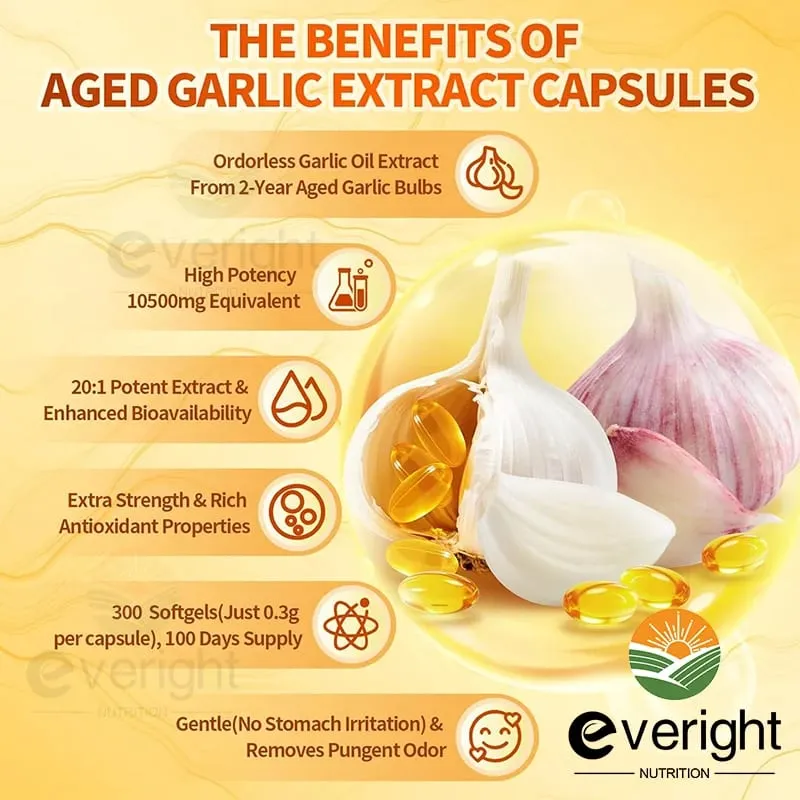 Aged Garlic Extract Capsules – Odorless Formula with Magnesium Chromium B1 & B9 – Supports Immune Heart & Cardiovascular Heal — image 3