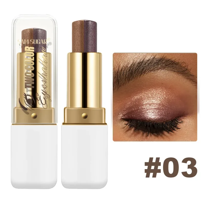 Long Lasting Two Tone Eyeshadow Stick Waterproof Smudgeproof Shimmer Highlighter Blendable Eye Contour Makeup Cosmetic — image 9