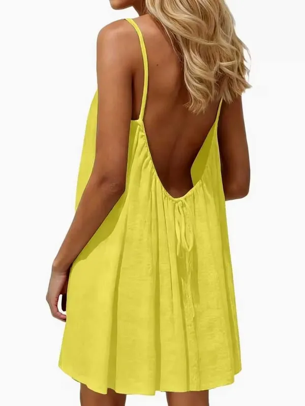 2026 New European & American Cross‑border Women’s Wear – Women’s Loose Solid‑Color Slip Backless Dress — image 6