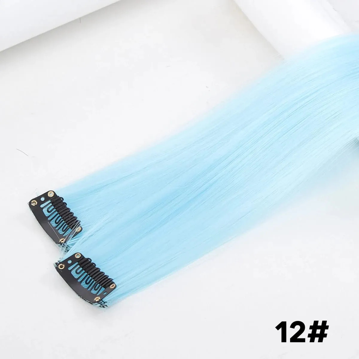 2PCS synthetic color hair extension piece wig women's highlighting clip hair heat-resistant wig piece long straight hair — image 14