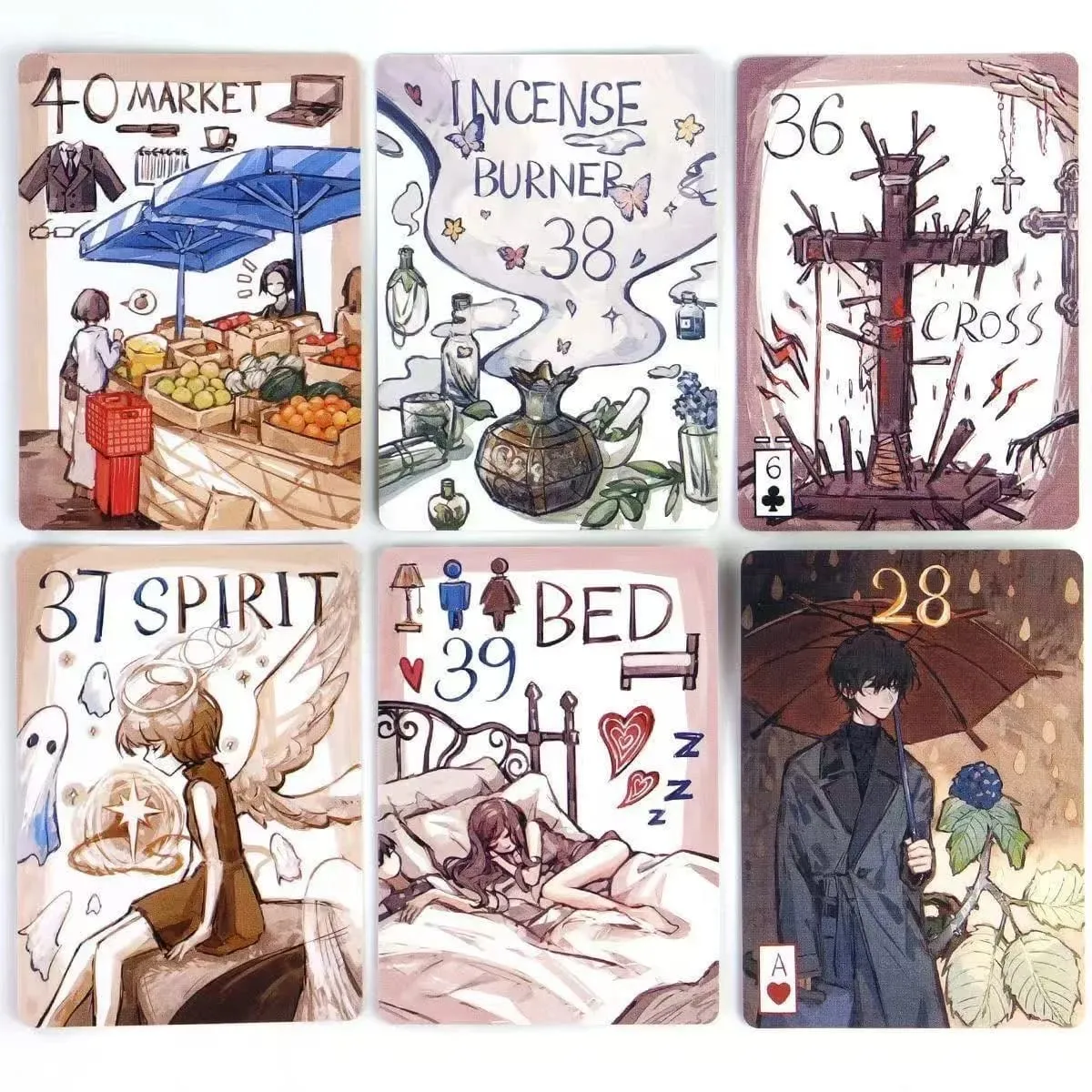 Simple Primitive Lenormand Tabletop Game 44-Piece Tarot Card Deck for Divination And Fortune Telling — image 1
