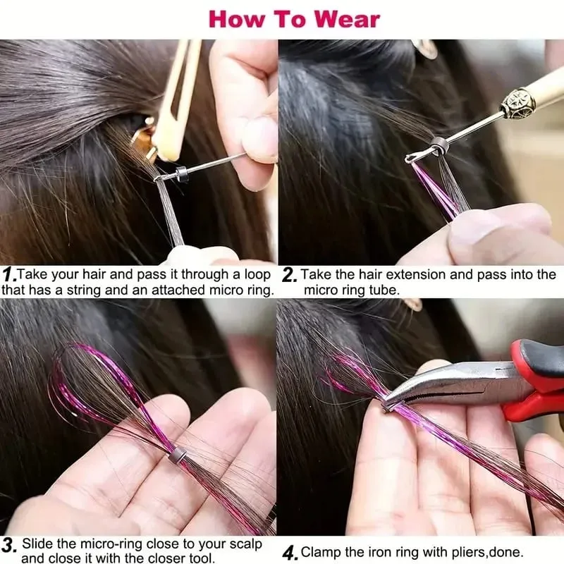 Rainbow Hair Tinsel Kit 6pcs 1200 Strands Glitter Tinsel Hair Extensions Heat Resistant Sparkling Shiny Fairy Hair Acc — image 5