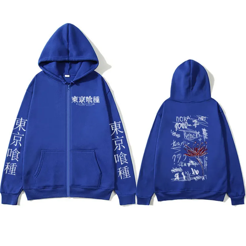Japanese Anime Tokyo Ghoul Ken Kaneki Zipper Hoodies Men Fashion Zip Up Hooded Sweatshirts Long Sleeves Pullovers Jackets Caots — image 5
