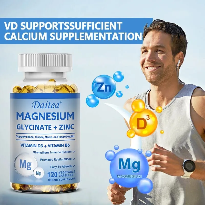 Daitea Magnesium Glycinate & Zink Kosttillskott - Bone Nerve Immune Support - Lämplig för män och kvinnor — image 4