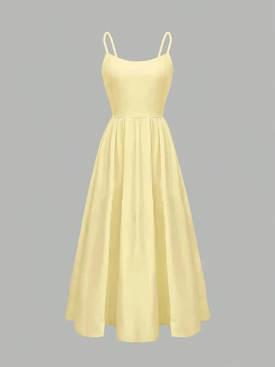 Elegant Directed Women's New Pure Color Sleeveless Chic Strap Dress Fashionable Minimalist Design Casual Comfortable Fit — image 4