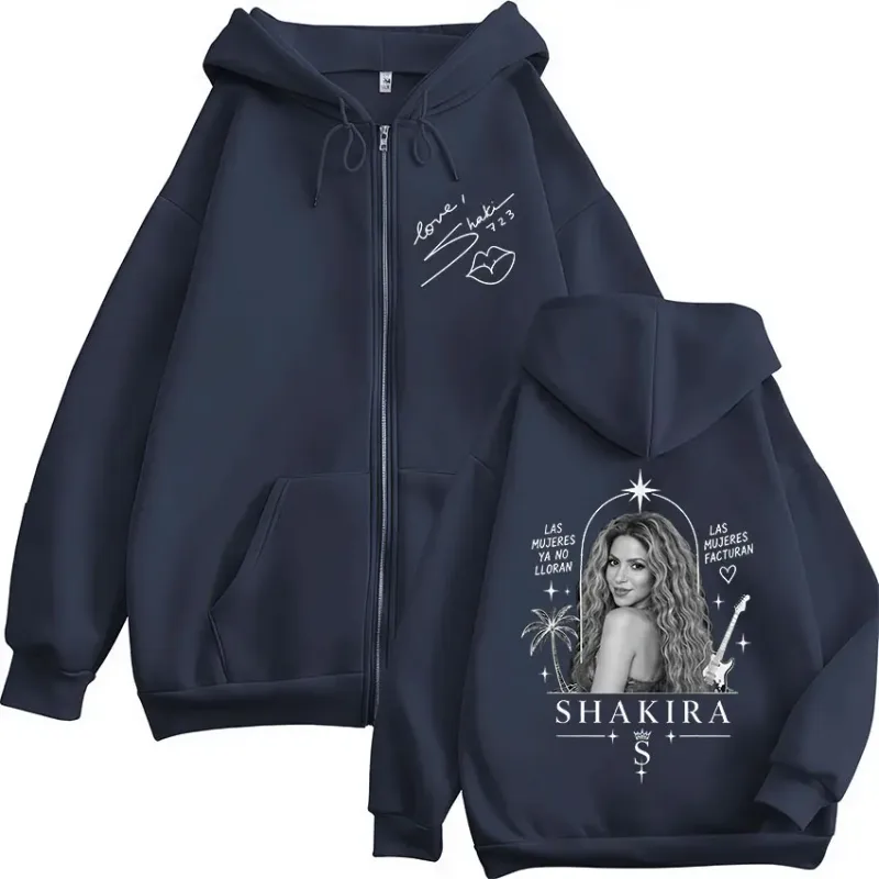Shakira LMYNL Las Mujeres Ya No Lloran Tour Zipper Hoodies Men Women Clothing Casual Long Sleeve Zip Up Sweatshirts Jackets Coat