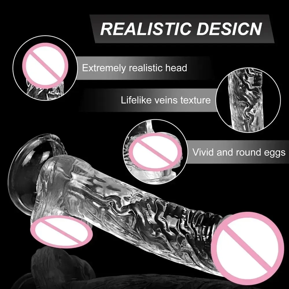 Transparent Soft Jelly Dildo Realistic Fake Dick Penis Sucker Butt Plug Sex Toys for Woman Men Vagina Anal Sex Toys — image 4