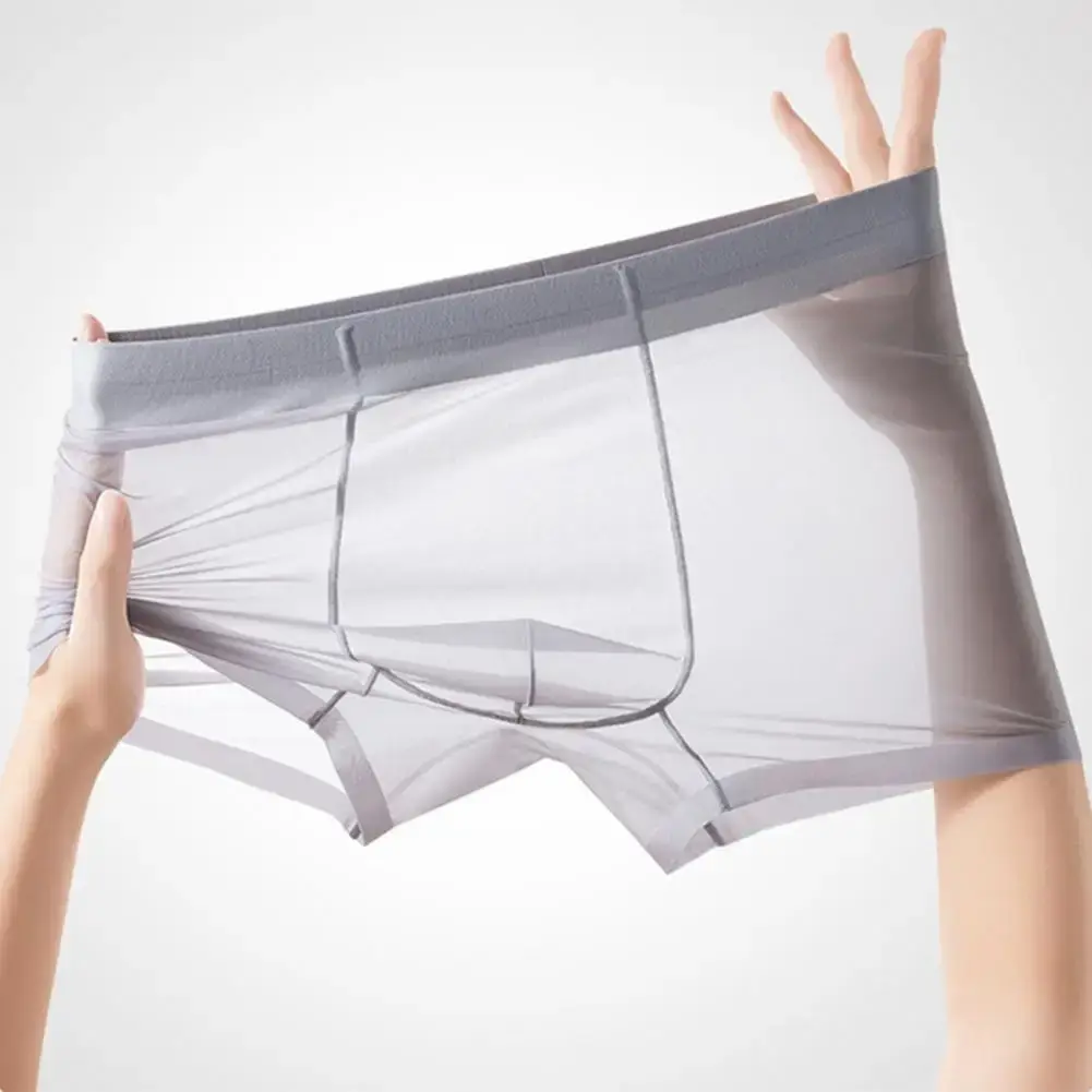 Mga Lalaking Boxer na Transparent Magaang Panloob na Kasuotang Panlalaki na Elastic sa Gitnang Baywang U-Convex Manipis na Pananaw na Shorts Briefs Walang Seamless Panty — image 6
