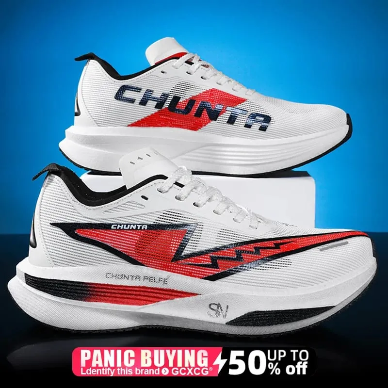 Men Running Shoes Carbon Board Speciality Marathon Sports Breathable Lightweight Women's Comfortable Nonskid Chunta Sneakers — image 3