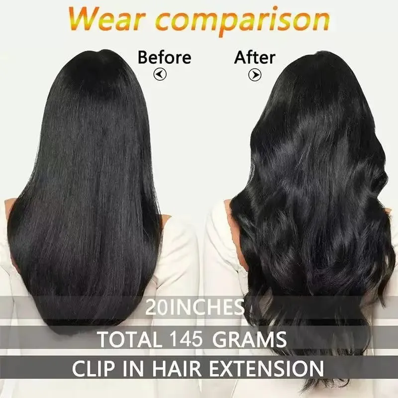 7 Clips In Hair Extensions Long Wave Hairstyle Blck 60-71cm Natural Synthetic Hair Daily Use Hairpiece For Women — image 4