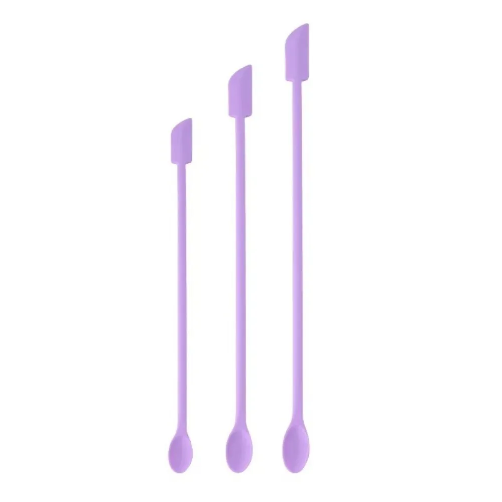 3pcs Portable Mini Silicone Scraper Double-head Soft Cosmetic Digging Spoon Lengthened Face Mask Brush Makeup Brushes Set — image 2