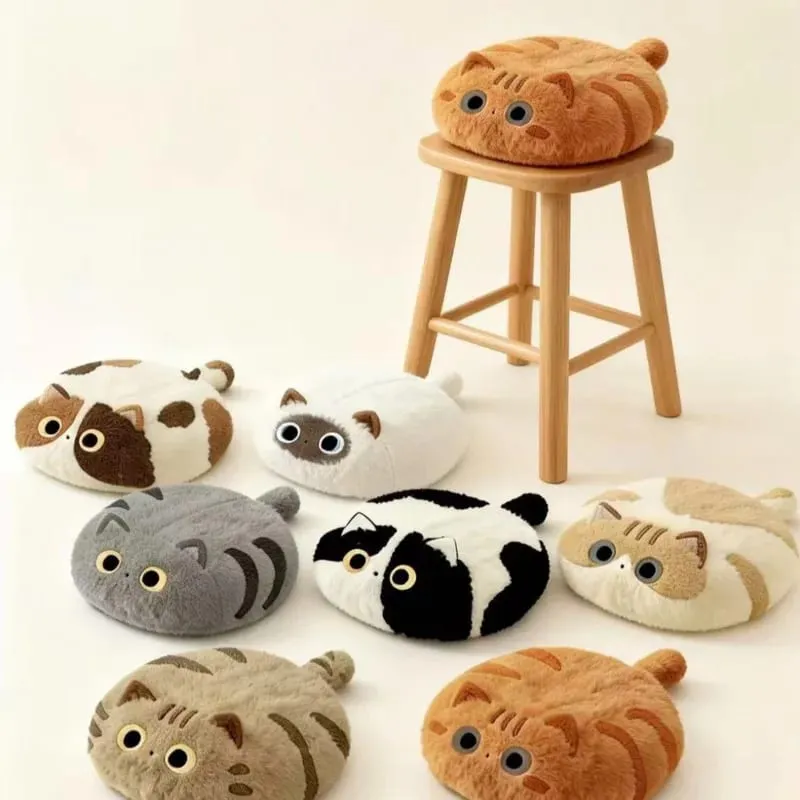 Cute Cat Plush Cushion Pillow Stuffed Plushie Soft Sofa Seat Chair Back Doll Office Dorm Bedroom Gift for Kids Girls — image 2