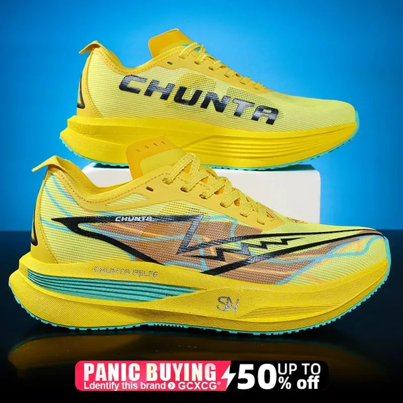 Men Running Shoes Carbon Board Speciality Marathon Sports Breathable Lightweight Women's Comfortable Nonskid Chunta Sneakers — image 2