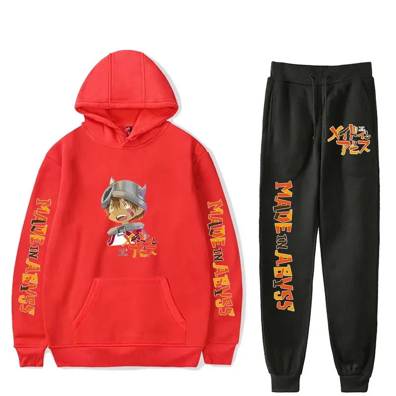 Harajuku Comfortable Made in abyss Print Sweatshirt Sweatpants Suit Men/Women Hoodies+ Trousers Suit Cute 2 Piece Set Clothes — image 53