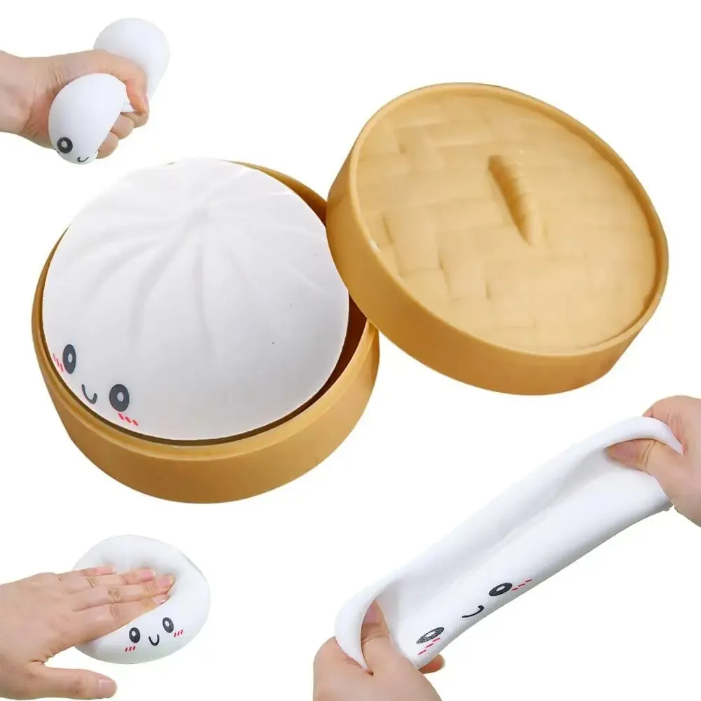 Large Dumpling Pillow Soft Huggable Plush Toy for Home Decor Adorable Dumpling Shape with Playful Expression Dough Ball