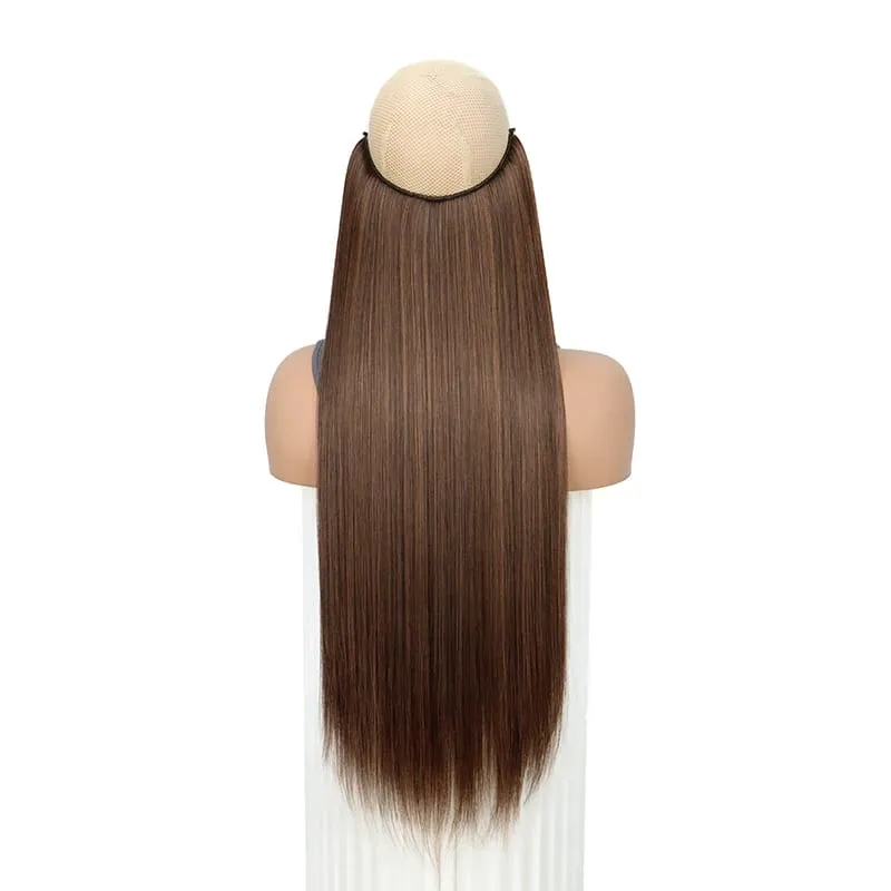 22Inch Synthetic Long Straight Fish Line Hair Extension Invisible Wire Halo Hairpiece Heat Resistant Fiber Hair for Women — image 13