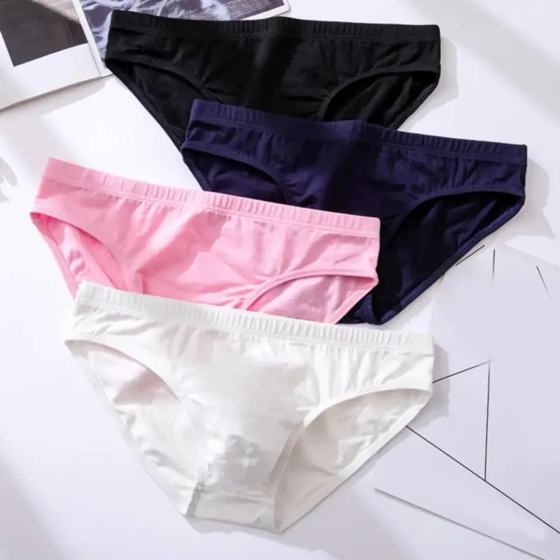 Cotton Briefs Adult Man Briefs Stretchy Breathable Solid Color Male Underwear Low Waist Cotton Underpants Plus Size Men Cotto
