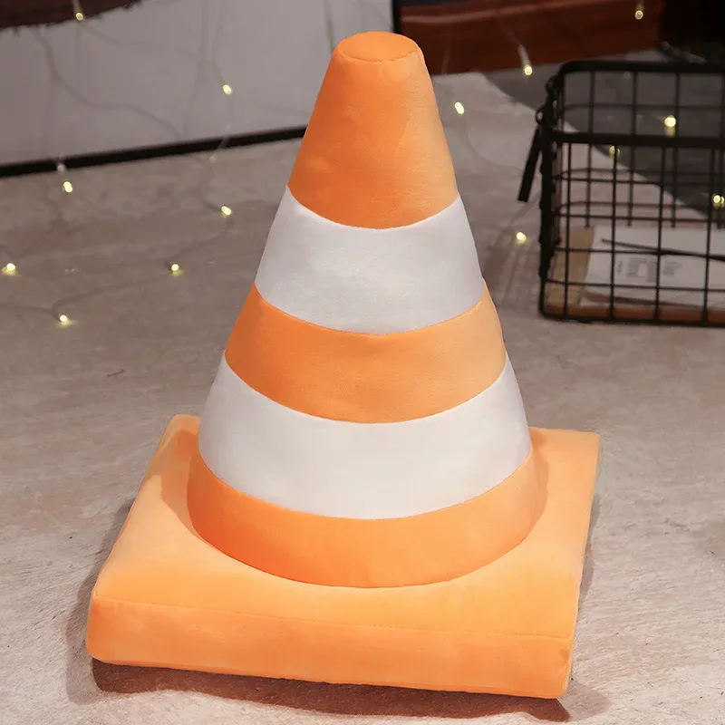 Roadblock-cojín de peluche suave y realista para niños, cono de tráfico, construcción de carreteras, almohada cónica, juguetes para decoración del hogar — image 9