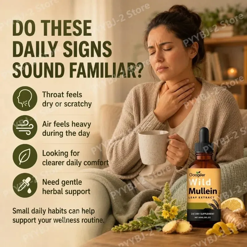 Mullein Liquid Drops 60ml with Wild Mullein Leaf Extract and Ginger Support Lung Health & Clean Impurities Plant Supplement — image 6