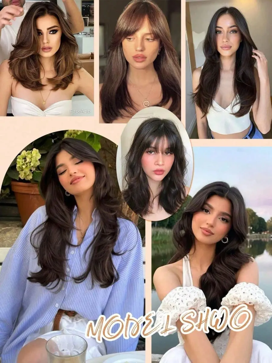 Synthetic V-Shaped Long Curly Wavy Hair Extension Synthetic Wig Layered Hair Extension Hair Pad Fluffy Top Increase Hair Volume — image 7