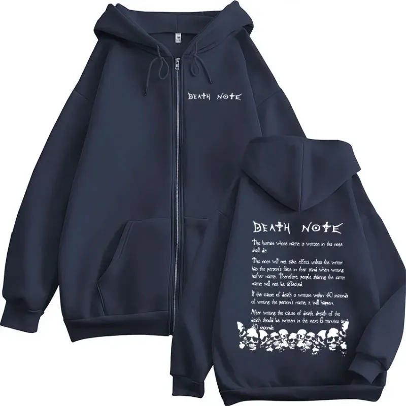 Anime Death Note Rem Ryuk Zipper Hoodies Men's Women Clothing Fashion Casual Long Sleeve Zip Up Hooded Sweatshirts Jacket Coat — image 4