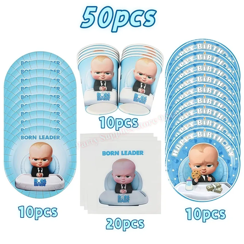 Bossed Baby Theme Newborn 1st Birthday Party Decoration Paper Plate Cup Balloon Banner Kid Boy Favors Baby Shower Event Supplies — image 8
