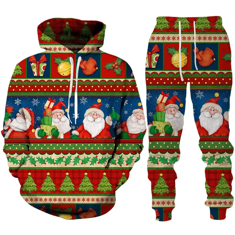 Fashion Funny Santa Claus 3D Print Tracksuit Set Man Woman Hoodie+Pants 2pcs Set Oversized Casual Christmas Party Couple Clothes — image 21