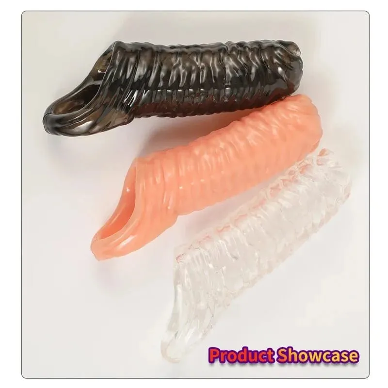 Estensore del pene Preservativo Silicone Riutilizzabile Manicotto Del Pene Glande Ingranditore Ritardo Eiaculazione Cockring Giocattoli Adulti Del Sesso Per Gli Uomini Coppie — image 6