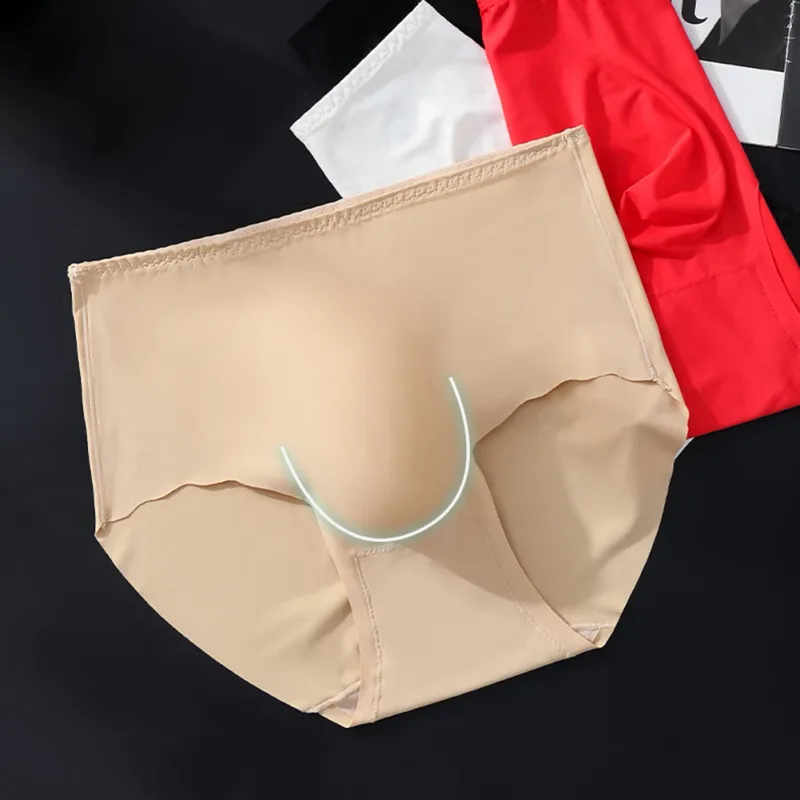 Men Ultra-Thin Briefs Seamless Ice Silk Plus Size Briefs 3D Bulge Pouch Solid Underwear High-Waisted Breathable Panties — image 3