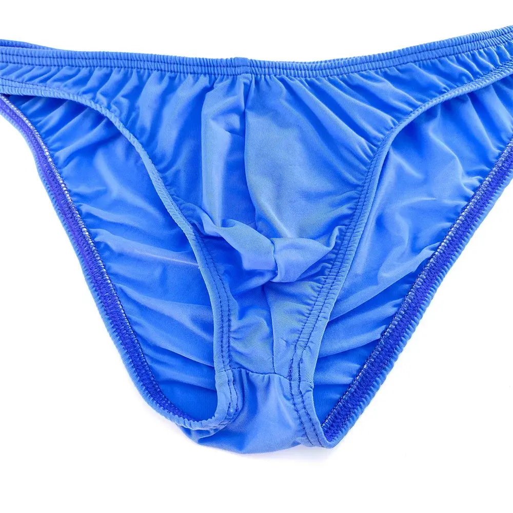 Solid Color Nylon Briefs Men Big Bulge Sexy Underwear Translucent Ice Silk Low Waist Bikini Panties U Convex Male Panties — image 14