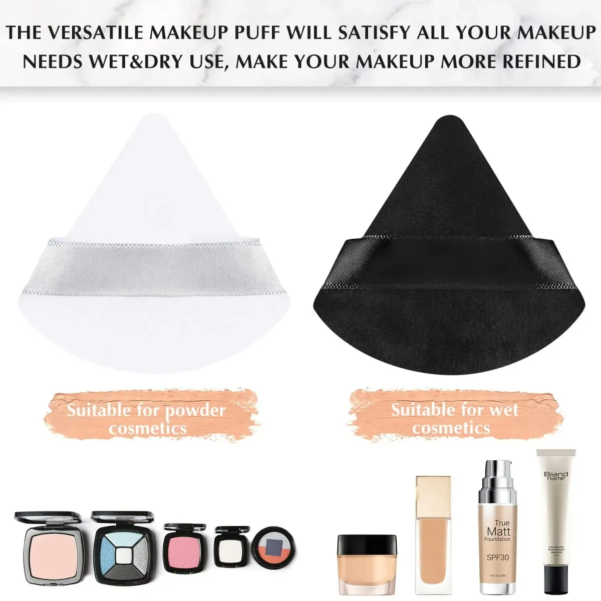 Velkoobchod 50ks Triangle Powder Puff Mini houbička na líčení na obličej Kosmetika Měkká bavlna na pudr na obličej omyvatelná sametová labutěnka na make-up — image 3