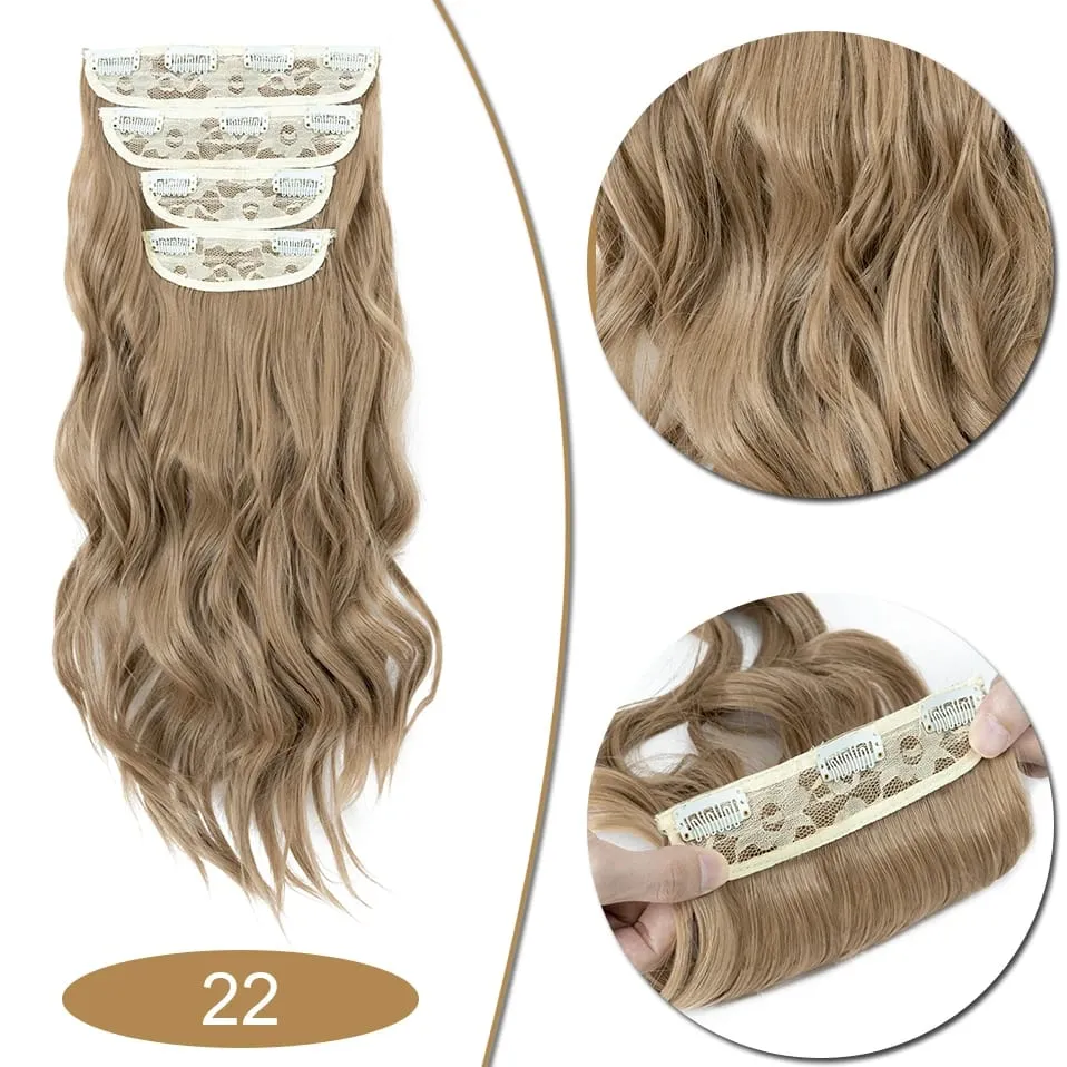 S-noilite Synthetic Hair 22inch Clips In Hair Extensions Long Wavy Clip In Hair Thick Double Weft 4Pcs/set Hairpieces For Women — image 21